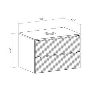 Тумба RUNO Орлеан 70 белый матовый чёрный подвесная под накладной умывальник (00-00002022)